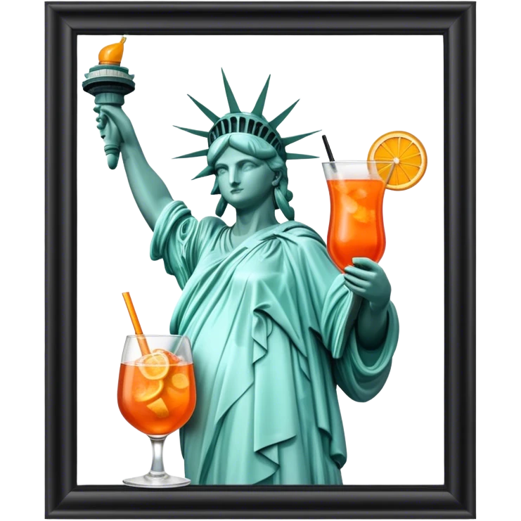 STATUE OF LIBERTY WITH AN APEROL SPRITZ COCKTAIL emoji
