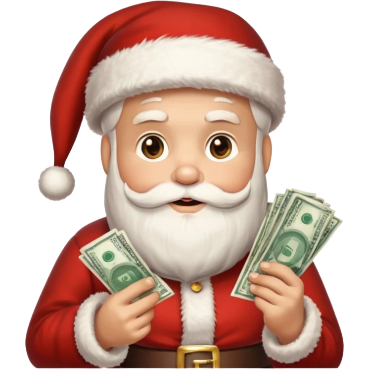 santa with money and instgarm logo emoji
