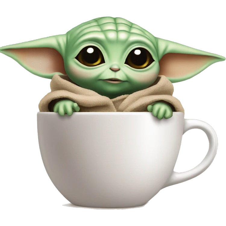 Baby yoda tomando  una taza de cafe emoji