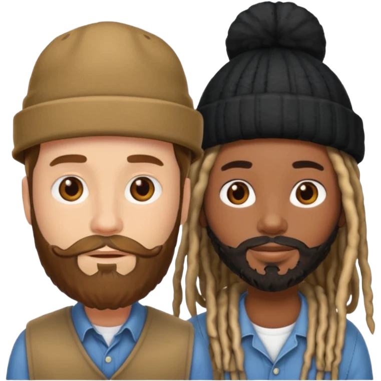 Couple emoji -WHITE with man with beardmwoth hate on and BLACK FEMALEwith mid length locs emoji