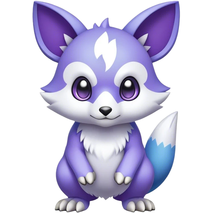 Cute cool purple white blue animal hybrid Fakemon full body emoji