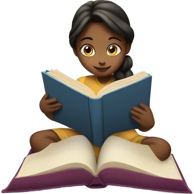 Girl reading a book peaking around the book  emoji