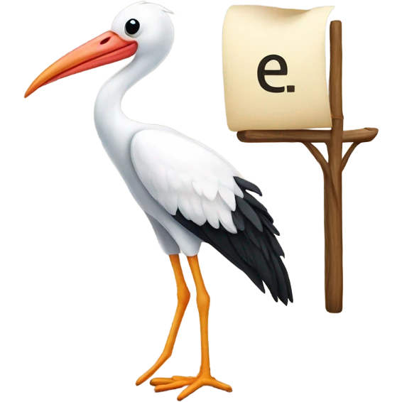 Stork with letter e emoji