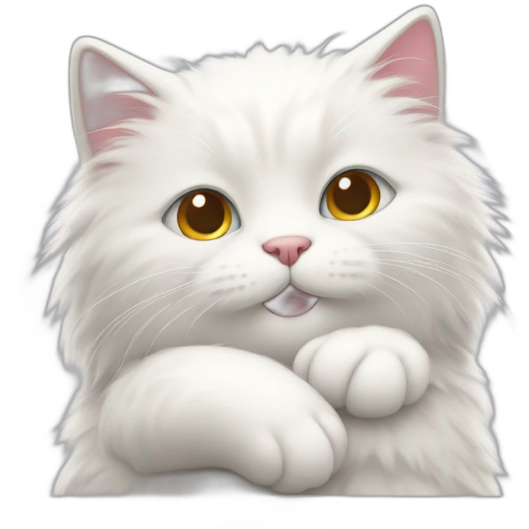 cute fluffy white cat hugs another cat emoji