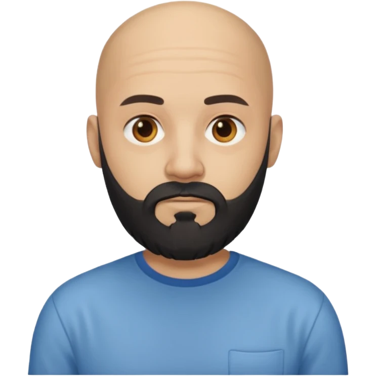 black long beard bald man with shirt emoji