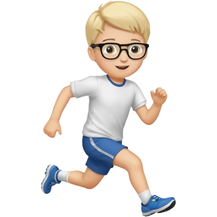 Little boy with glasses that is running emoji