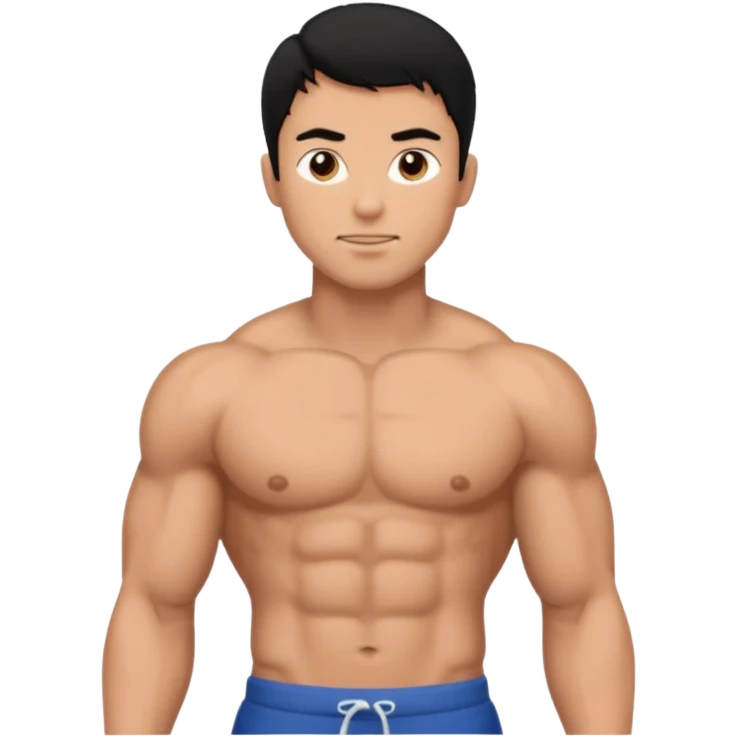 hid hair was black and body type six pack no t-shirt emoji