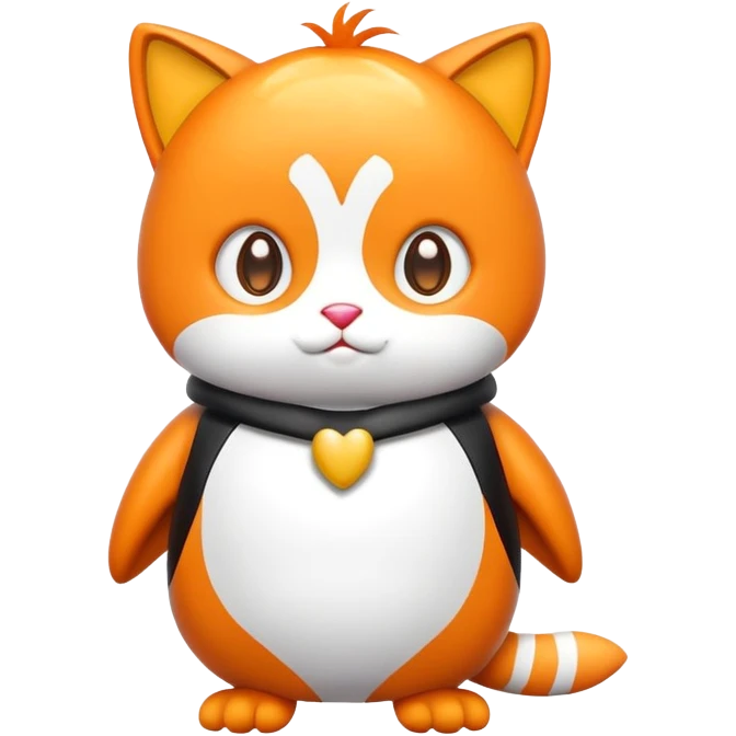 Un gato naranja con un traje de pinguino. emoji