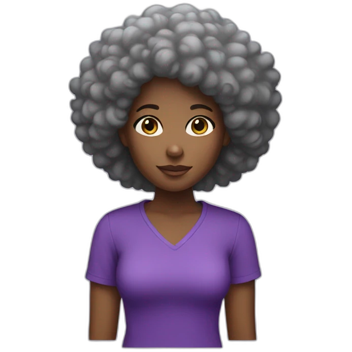 black girl with afro and purple shirt emoji