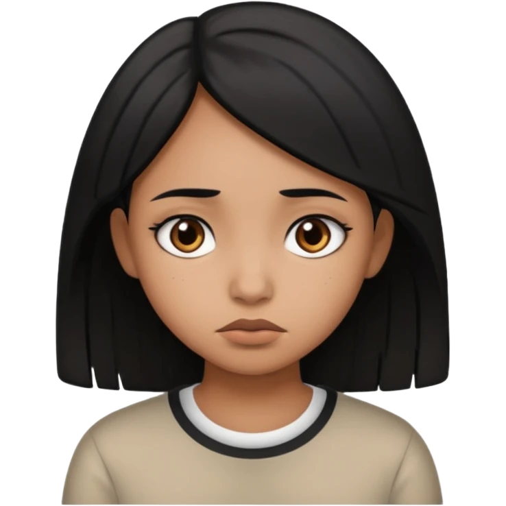 brown girl who is a baddie with black hair who is sad emoji