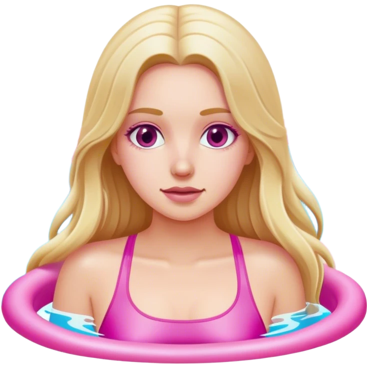 Chica blanca con el pelo largo y pileta rosa  emoji