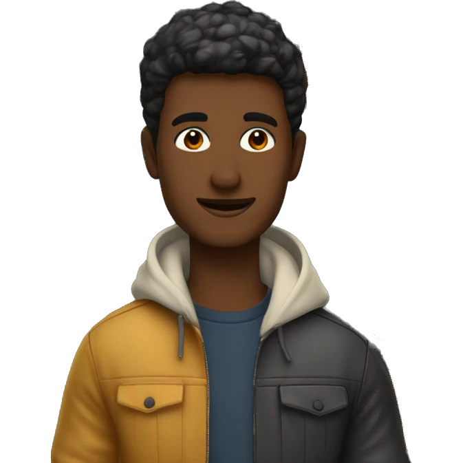 Jeune Homme noir de 33 ans habillé en tenue casual de marque dans un decor d'automne emoji