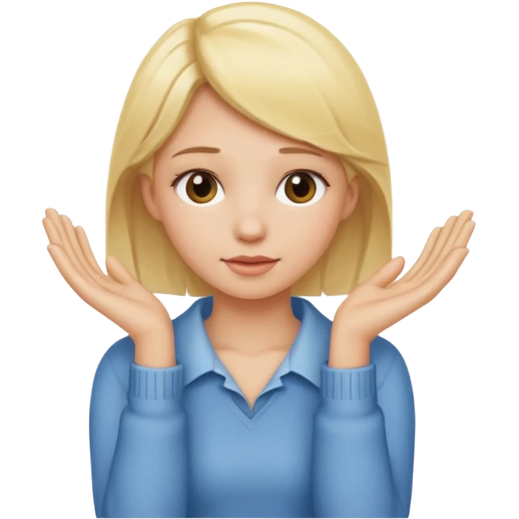 blonde girl holding neck with both hands emoji