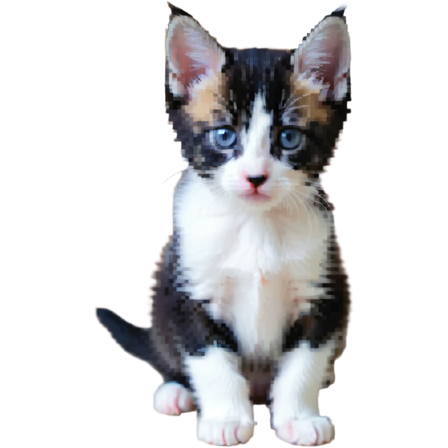 A kitten with a puppy-like gaze emoji