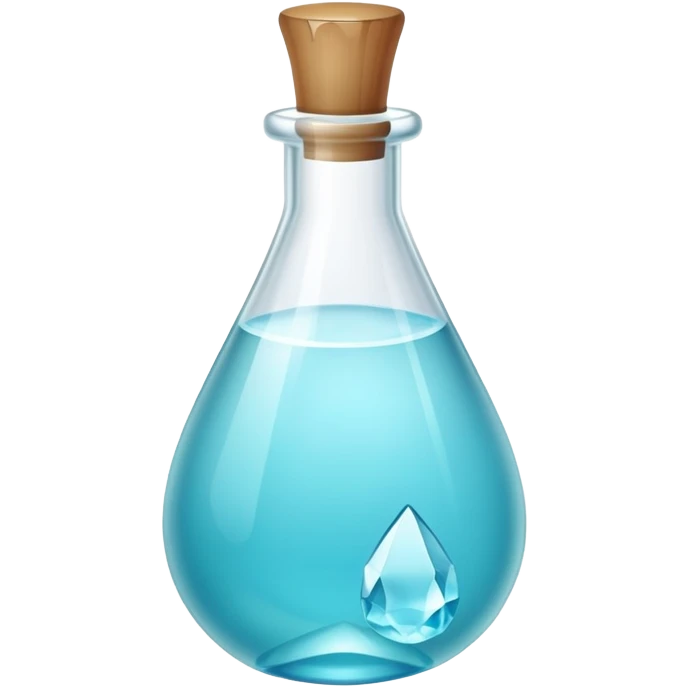 a crystal vial containing a cyan teardrop-shaped stone emoji