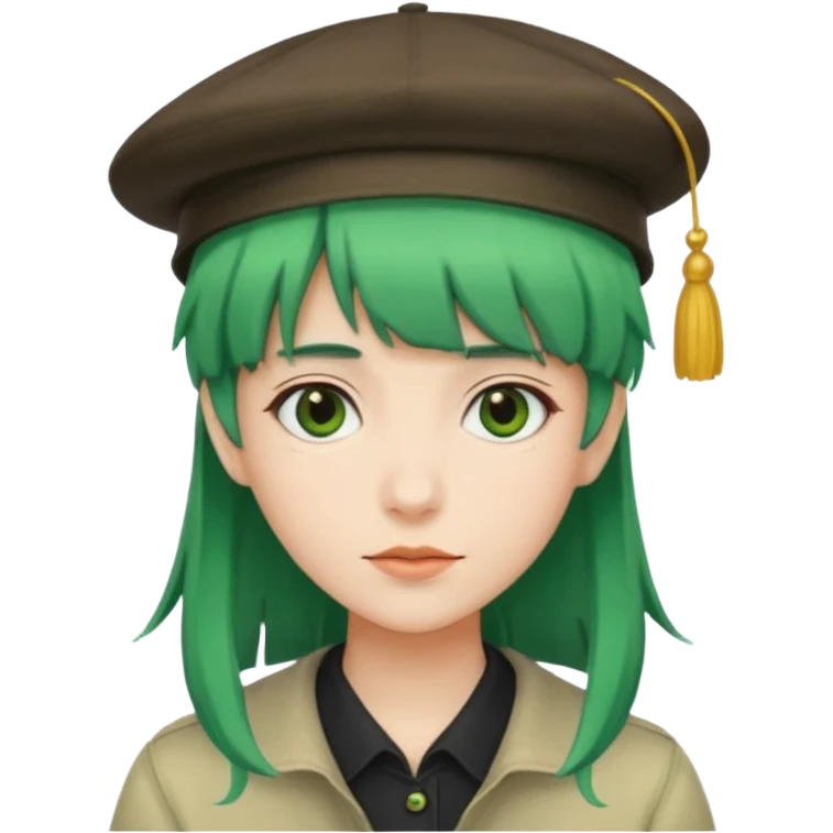 bangs and hat green hair emoji