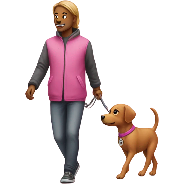 Pink dog walking a human emoji