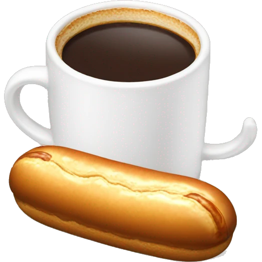 White Coffee cup with one eclair next to it emoji