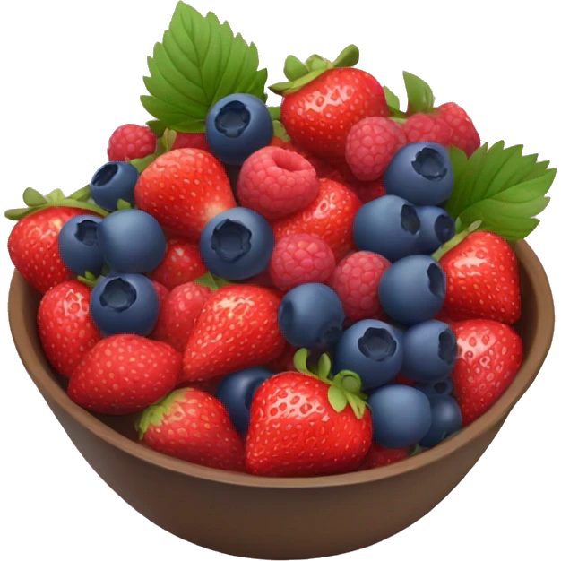 bowl of strawberries and blueberries and raspberries  emoji