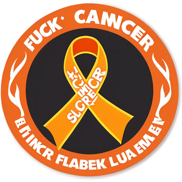 Leukemia cancer support ribbon fire with words FUCK CANCER ON RIBBON emoji