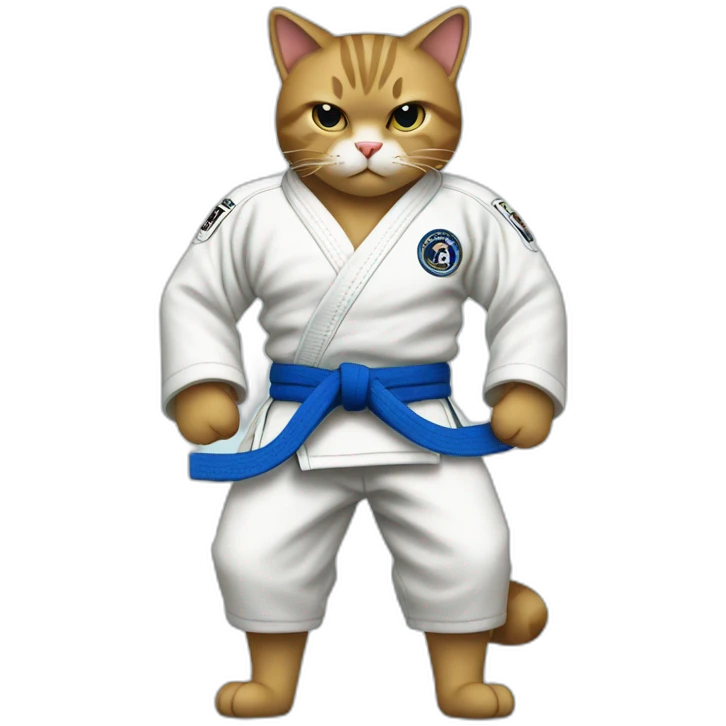 jiu-jitsu cat with blue belt emoji