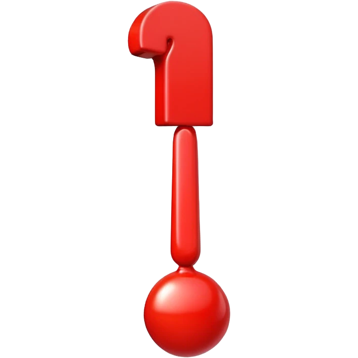 A bright red exclamation mark emoji, glossy, 3D, cartoon style, vibrant colors, smooth shading, simple background, iOS emoji style, high detail, cute and expressive
 emoji