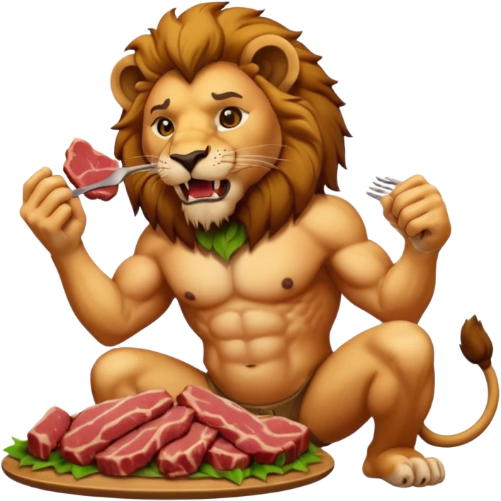 lion eating meat emoji