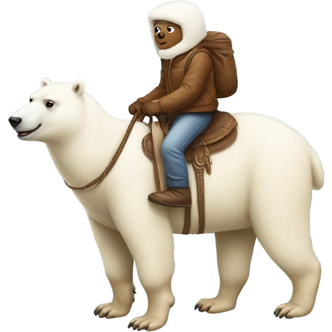 Polar bear riding an alpaca emoji