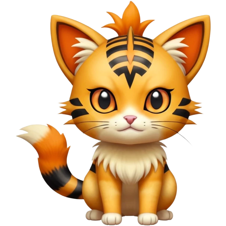 Shiny Cute Adorable Meowth-Litten-Littleo-Hybrid-Creature with pattern-markings emoji