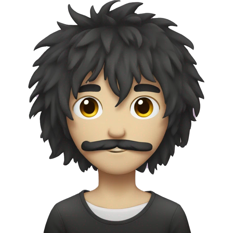emo boy with shaggy hair and moustache emoji