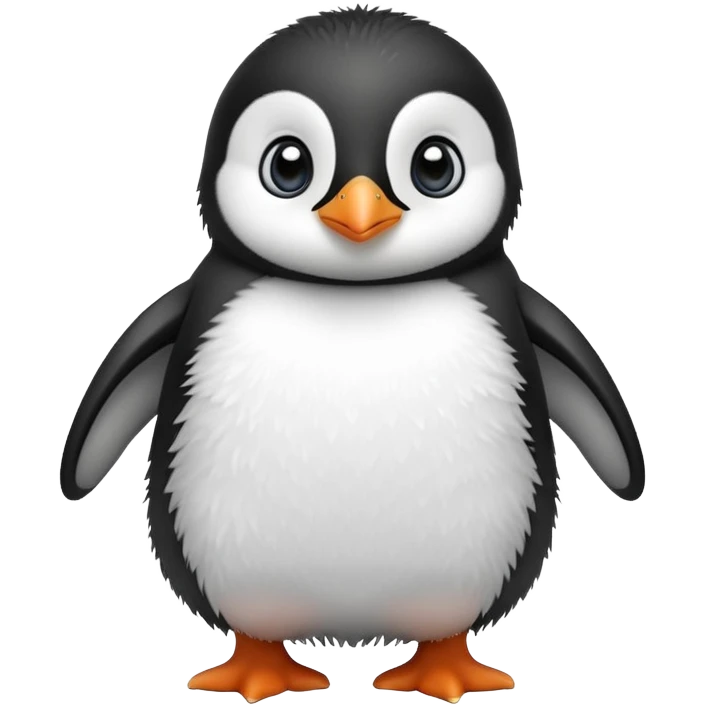 Cute baby penguin with big eyes waddling emoji