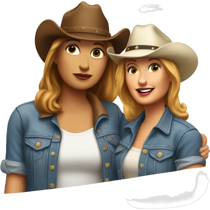 thelma & louise wearing trucker hat and cowboy hat emoji