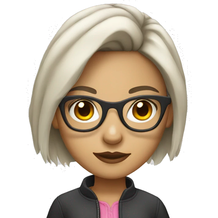 girl with a wolfcut and glasses and light skin emoji