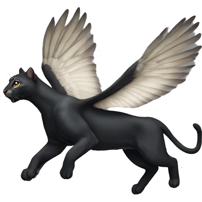 winged black puma flying emoji