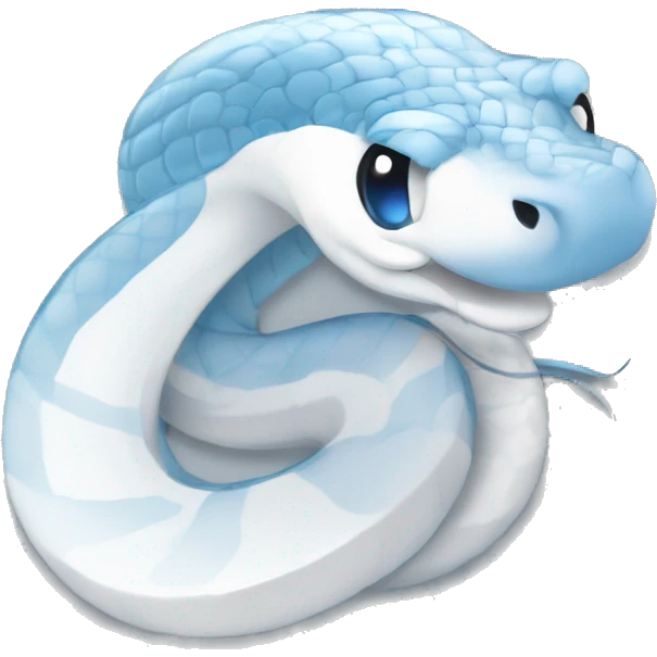 Make a pack of stickers for telegram with cartoon style snake white Texas striped snake. It is a white snake with blue eyes. It should be completely white with beautiful snow-white scales. Completely the entire snake is pure white. emoji