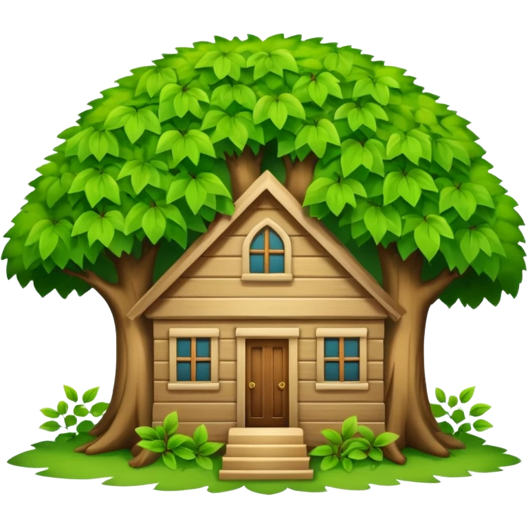 house covered by tree emoji