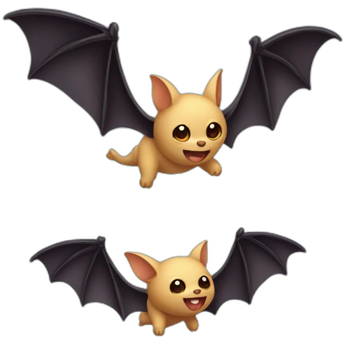 Cute cuddly, flying bat emoji