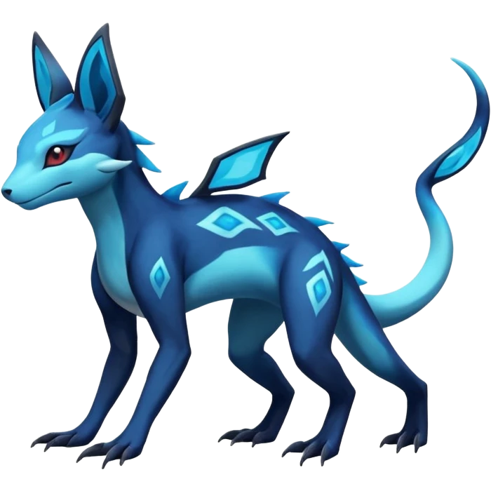 Colorful Dark Shiny Exotic Salandit-Aurorus-Glaceon-Fakémon-hybrid-creature (full body)  emoji