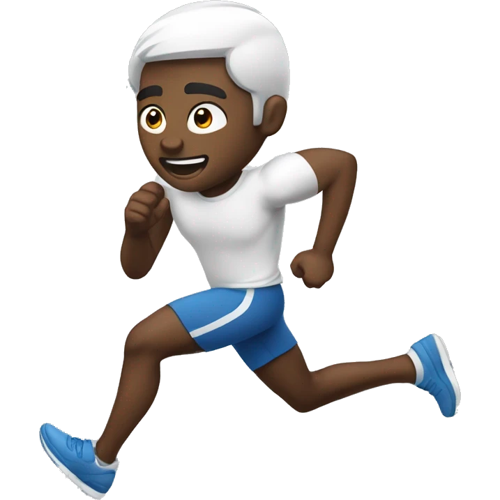 Running man. White skin black hair blue eyes. No other emojis just the running man emoji