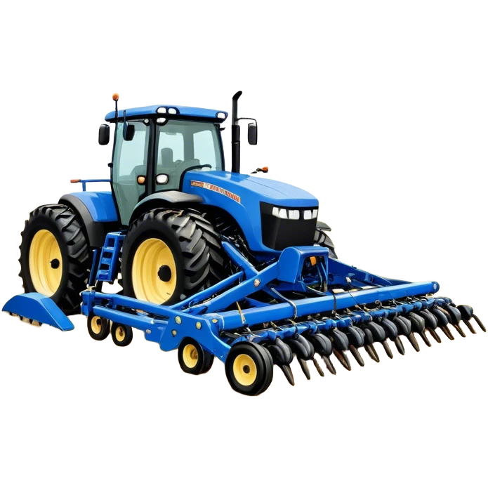 Bourgault 3420 Paralink Hoe Drill (2022) – Cinematic-realistic Bourgault 3420 Paralink Hoe Drill, its massive blue frame stretching across the vast fields. The powerful machine plants seeds with pinpoint accuracy as the sun rises over the horizon, golden dust swirling in the crisp morning air. emoji