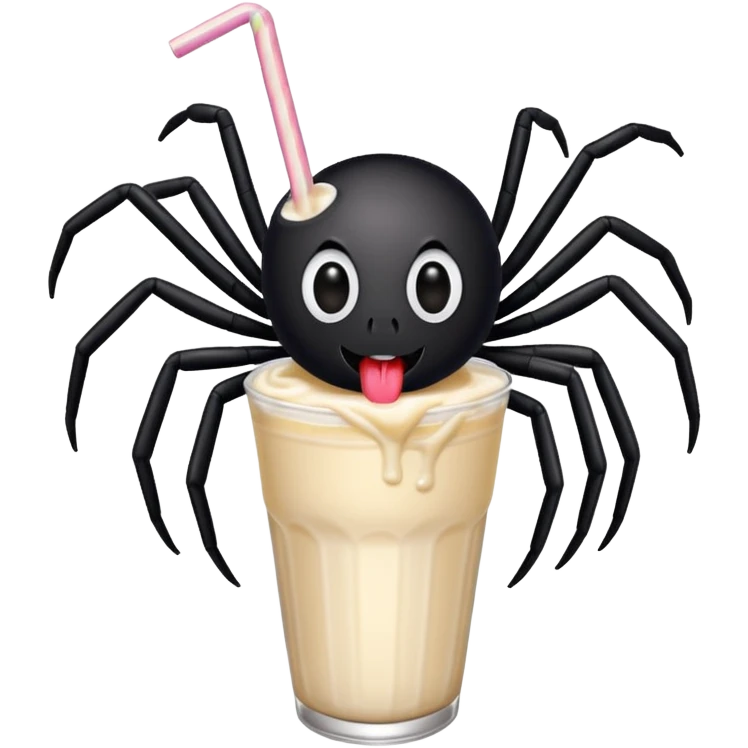 Black spider drinkin a milkshake  emoji