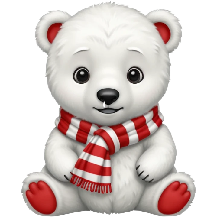 baby polar bear with red stripes scarf  emoji