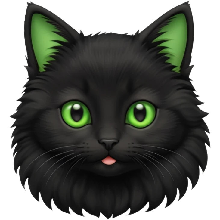 A photo-realistic digital illustration of an adorable black kitten emoji