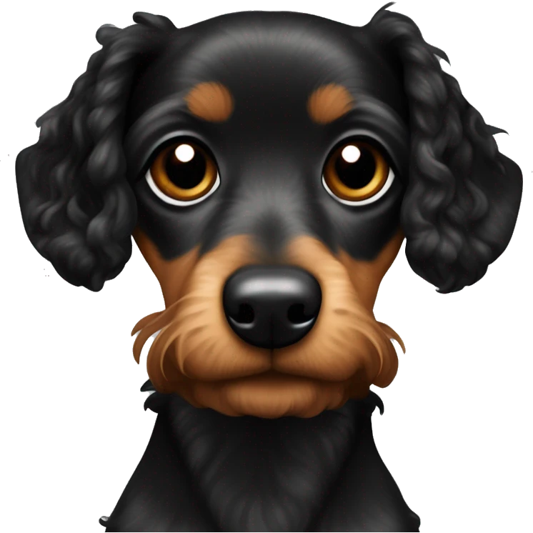 Doxiepoo black and tan curly ears but looks more like a Chiweenie emoji