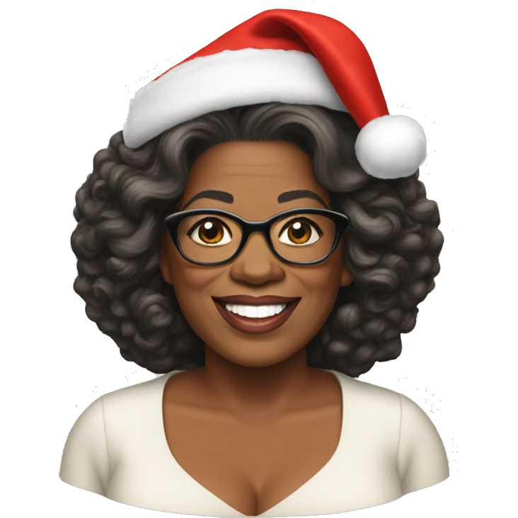 Oprah Winfrey with santa hat emoji