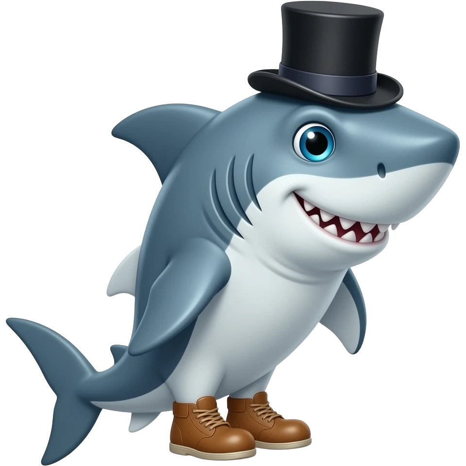 Shark with a top hat emoji