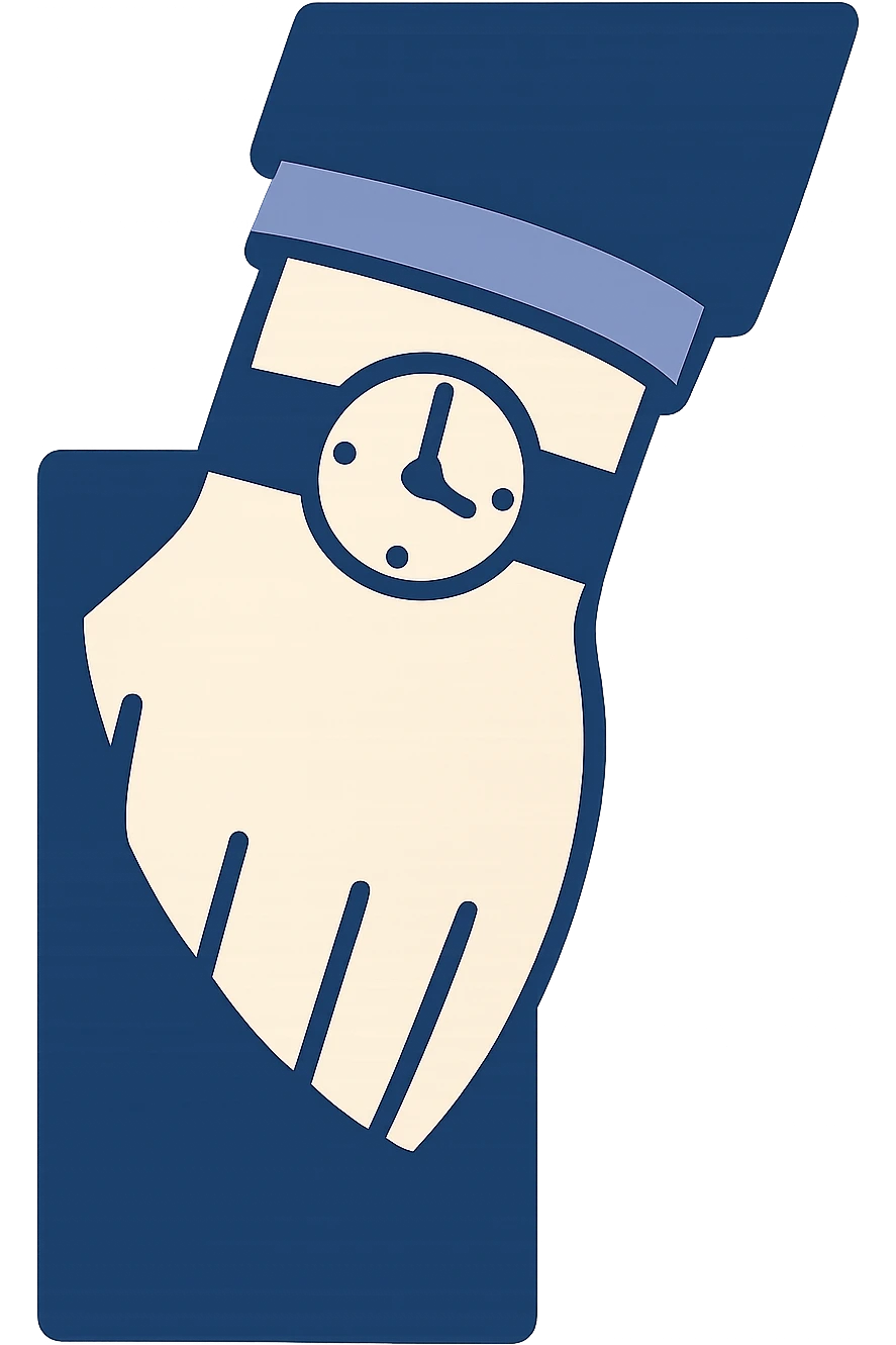 minimal flat style hand with a wristwatch tucked into a pocket emoji