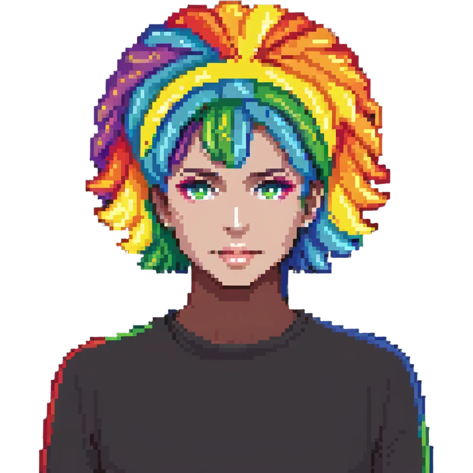colorful rainbow wig emoji