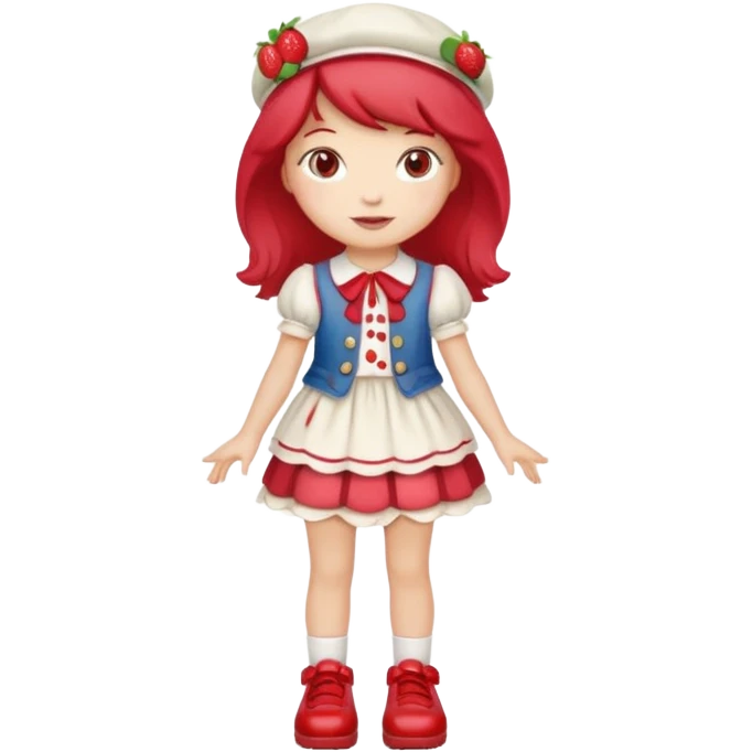 pretty and cute realistic modern day strawberry shortcake full body with red shoes emoji emoji