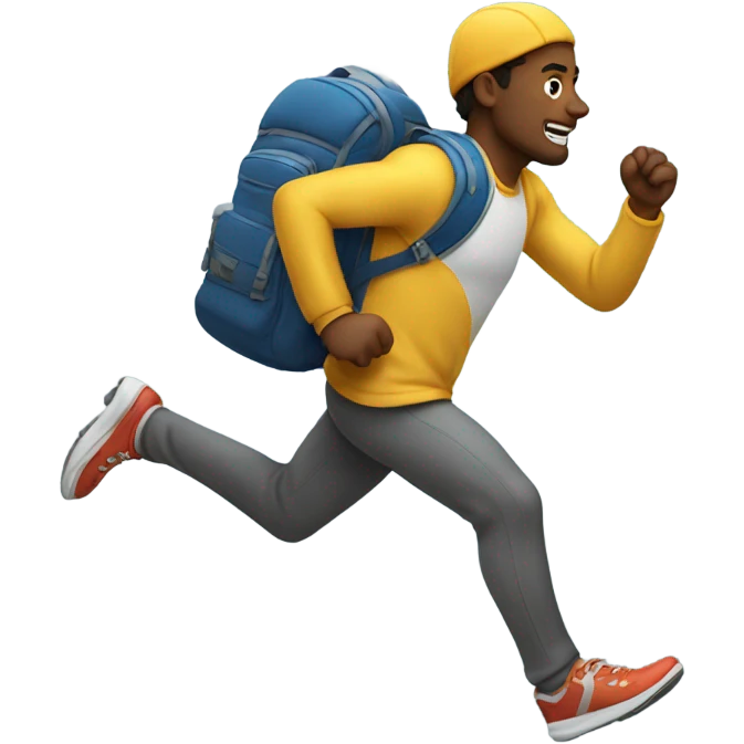 A man with a pack running really really fast emoji